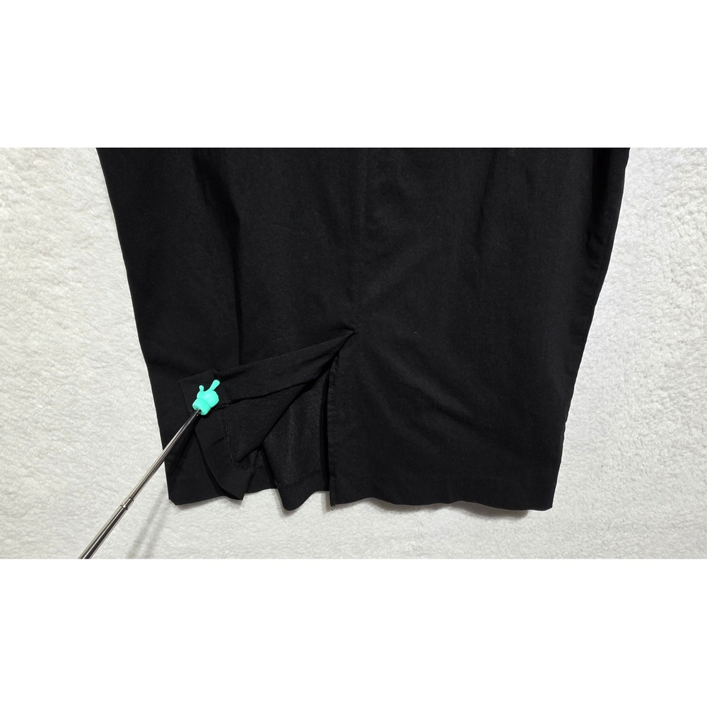 Linda Matthews New York Black Pencil Skirt Knee Length Slit Size L - Picture 3 of 7